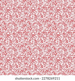 Vector seamless pattern. Pretty pattern in small flowers. Small red flowers. White background. Ditsy floral background. Stylish template  for fashion prints. Stock vector.