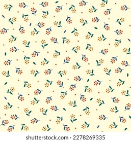 Vector seamless pattern. Pretty pattern in small flowers. Small orange and yellow flowers. White background. Ditsy floral background. The elegant the template for fashion prints. Stock vector.