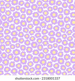 Vector seamless pattern. Pretty pattern in small flowers. Small lilac  daisy flowers. White background. Trendy floral background. Cute template for fashion prints. Stock vector.