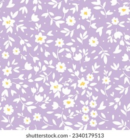 Vector seamless pattern. Pretty pattern in small flower on purple background. Ditsy floral background. The elegant the template for fashion prints.