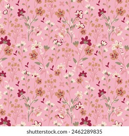 Vector seamless pattern. Pretty pattern in small flowers. Small blue flowers. White background. Ditsy floral background. The elegant the template for fashion prints. Stock vector.