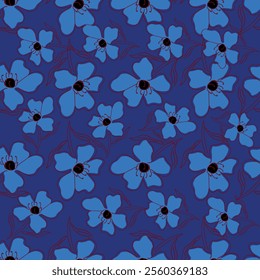 Vector seamless pattern. Pretty pattern in small flower. Small white flowers. Pale blue background. Ditsy floral background. The elegant the template for fashion prints.