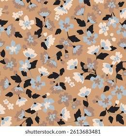 Vector seamless pattern. Pretty pattern in small flowers. Small blue flowers. White background. Ditsy floral background. The elegant the template for fashion prints. 