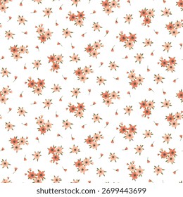 Padrão sem emenda do vetor. Padrão bonito em flores pequenas. Pequenas flores rosas e azuis. Fundo branco. Ditsy fundo floral. O modelo elegante para estampas de moda