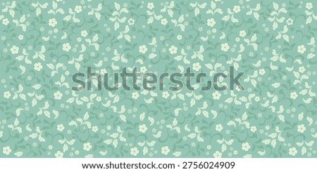 Vector seamless pattern. Pretty pattern in small flowers. Small pastel colors flowers on green background. Delicate template for fashion textile prints. Stock vector