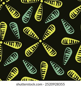 Padrão sem emenda do vetor. Padrão bonito em flores vintage. Pequenas flores coloridas. Fundo azul escuro. Fundo floral da liberdade. Modelo bonito para impressões de moda