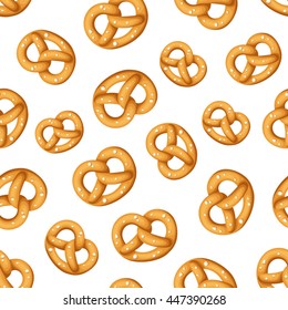 Vector seamless pattern with pretzels on a white background.