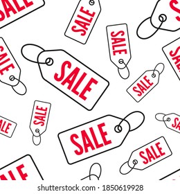 Vector Seamless Pattern With Price Tags. Illustration For Sale. Discount Pricetag.