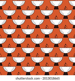 Vector seamless pattern with primitive flying birds.