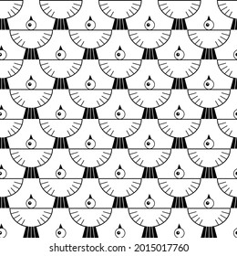 Vector seamless pattern with primitive flying birds.