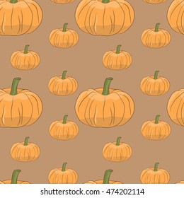 Vector seamless pattern. Pumpkin, Halloween, harvest, autumn (2)