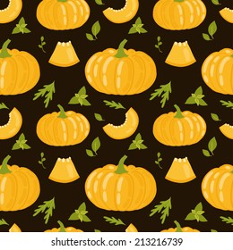 Vector seamless pattern with pumpkins