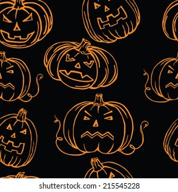 vector seamless pattern with pumpkins 