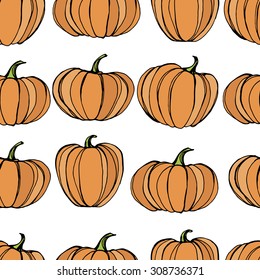 Vector seamless pattern with pumpkins