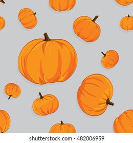 Vector seamless pattern of pumpkins.