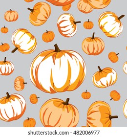 Vector seamless pattern of pumpkins.