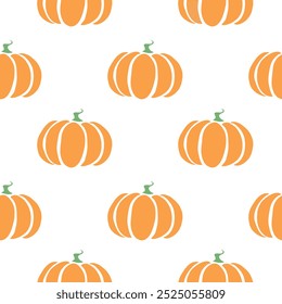 Vector seamless pattern with pumpkins in flat style. Halloween or thanksgiving background and texture