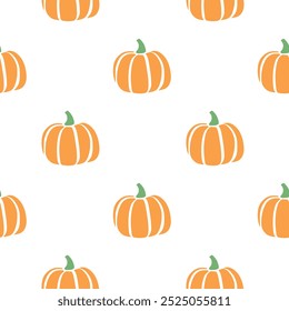 Vector seamless pattern with pumpkins in flat style. Halloween or thanksgiving background and texture