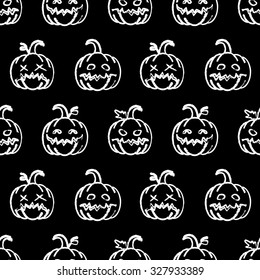 Vector seamless pattern of pumpkins. Halloween. Background for the posters, greeting cards, textile, invitations, wallpaper, web design, wrapping paper. Black and white.