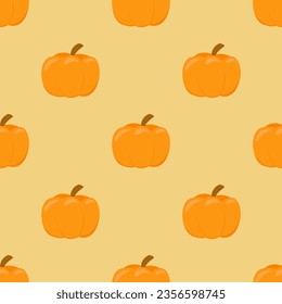 Vector seamless pattern with pumpkins. Hand drawn colorful illustration. Halloween background
