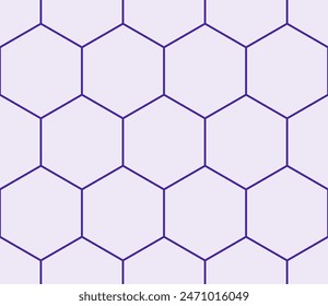 Vector seamless pattern. Purple color on matching background. Simple hexagon grid. Large hexagons. Seamless pattern. Tileable vector illustration.