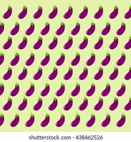 Vector seamless pattern with purple eggplants. Print pattern eggplant. Cartoon eggplants pattern. Eggplant background.