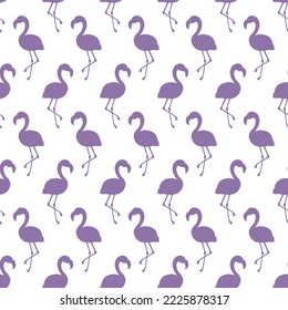 Vector seamless pattern with purple flamingo