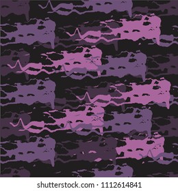 Vector seamless pattern with purple watercolor camouflage texture.