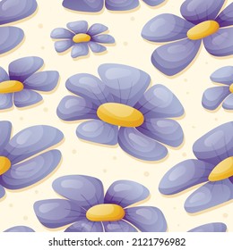 Vector seamless pattern with purple wild flower buds.