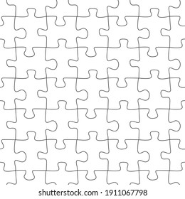 Vector seamless pattern of puzzle grid of black line on  white background