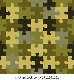 Vector seamless pattern of puzzle grid of khaki color