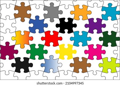 Vector seamless pattern of puzzle grid of black line on white background