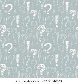 vector seamless pattern with question marks and exclamation marks