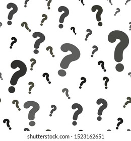 Vector seamless pattern with question marks. Monochrome hipster background. Black punctuation marks.