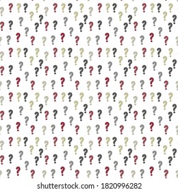 Vector seamless pattern with question marks. Monochrome hipster background. Hand drawn random black punctuation marks eps 10