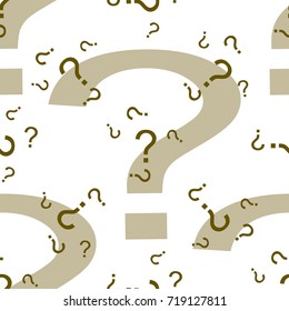 Vector seamless pattern with question marks. Monochrome hipster background. Hand drawn random black punctuation marks.