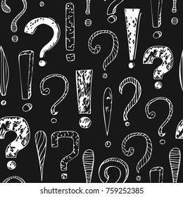 vector seamless pattern with question marks and exclamation marks