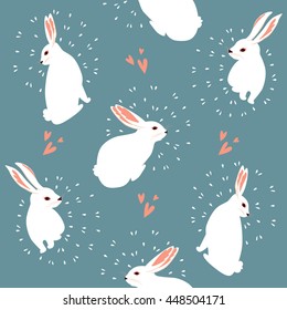 Vector seamless pattern with rabbit