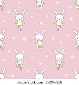 Vector seamless pattern with rabbit. Childish background with hares