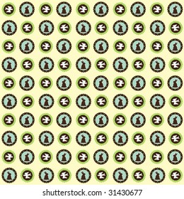vector seamless pattern with rabbits and swallow