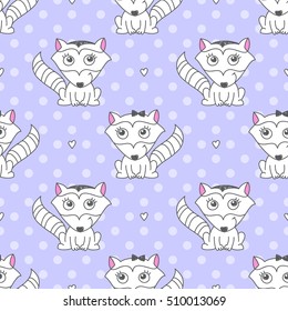 vector seamless pattern of raccoons, texture for baby products or souvenirs