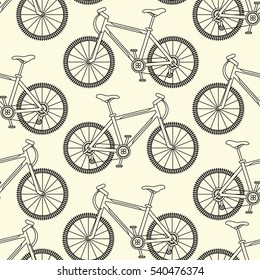 Vector seamless pattern with racing bikes. Endless trendy ornament with bicycles.