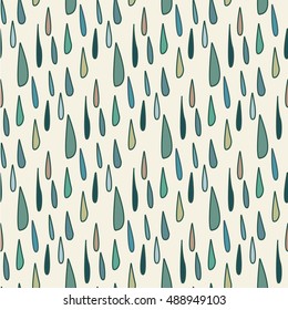 Vector seamless pattern with rain drops. Cute illustration