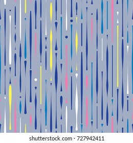Vector seamless pattern with Rain drops. Abstract colorful stripes on blue background. Rainy element modern design for posters, business cards and other decoration