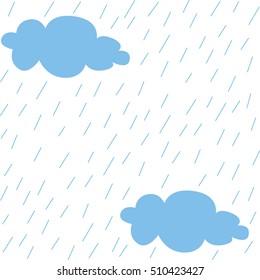 Vector seamless pattern with rain isolated on white