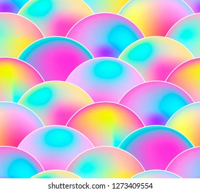 Vector Seamless Pattern, Rainbow Colors, Scale Background, Colorful Endless Backdrop.