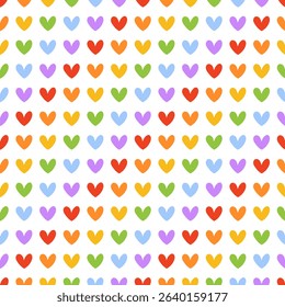 Vector seamless pattern with rainbow hearts