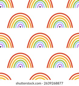 Vector seamless pattern with rainbows. Pride month background