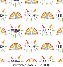Vector seamless pattern with rainbows. Pride month background