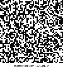 Vector Seamless Pattern. Random Pixel Texture. Black-and-white Background. Monochrome QR Code Design. Vector EPS10